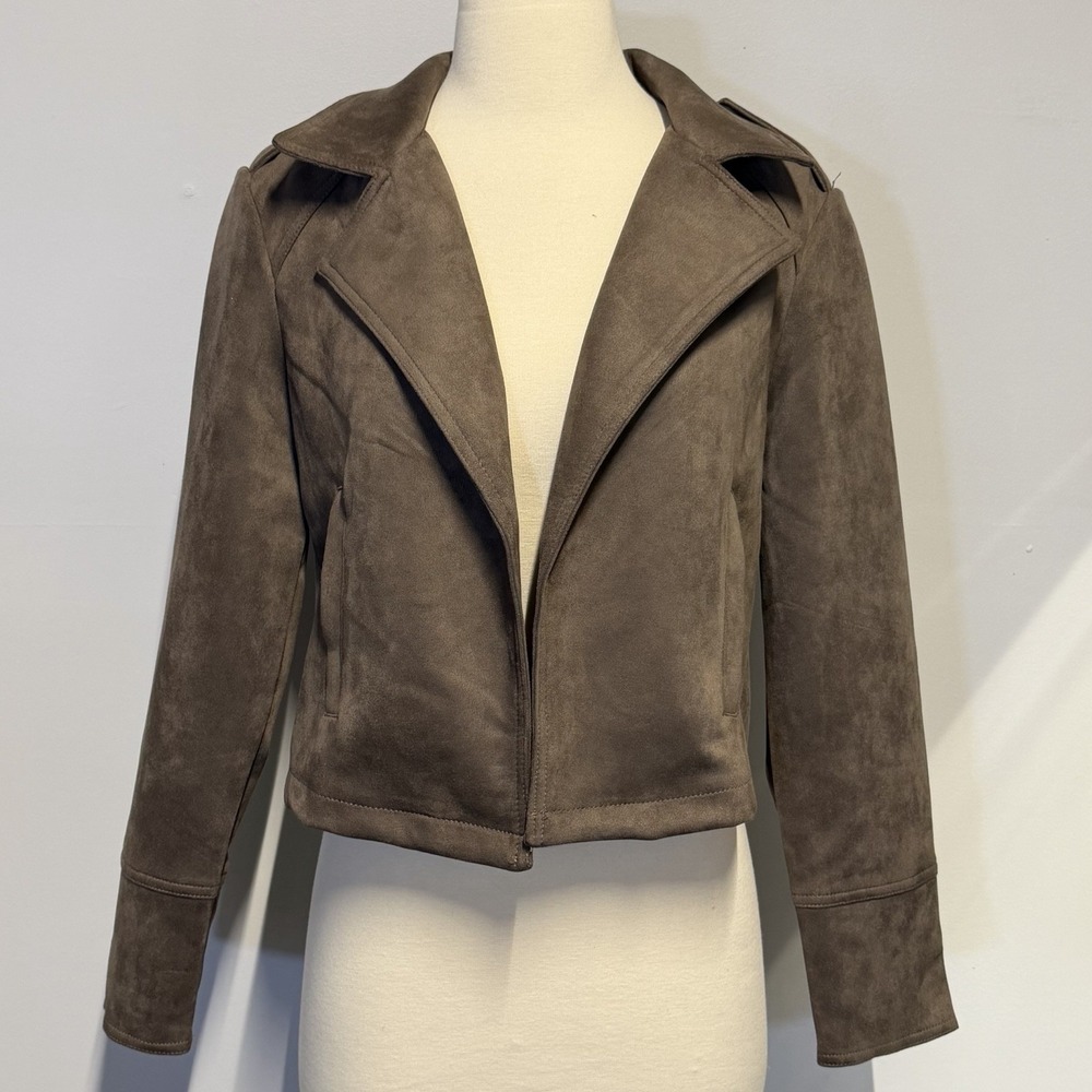 Philosophy Faux Suede Leather Taupe Jacket  Pre-Owned Small‎ - Picture 3 of 11